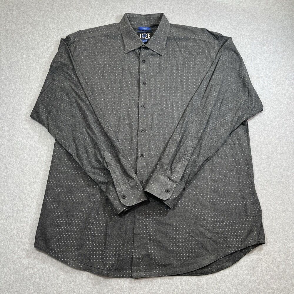 Joseph Abboud Large JOE Long Sleeve Button Up XLT Slim Fit Gray Dot Pattern